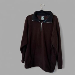 McIntosh & Seymour Men's Rugby Brown Half-Zip Fleece Large